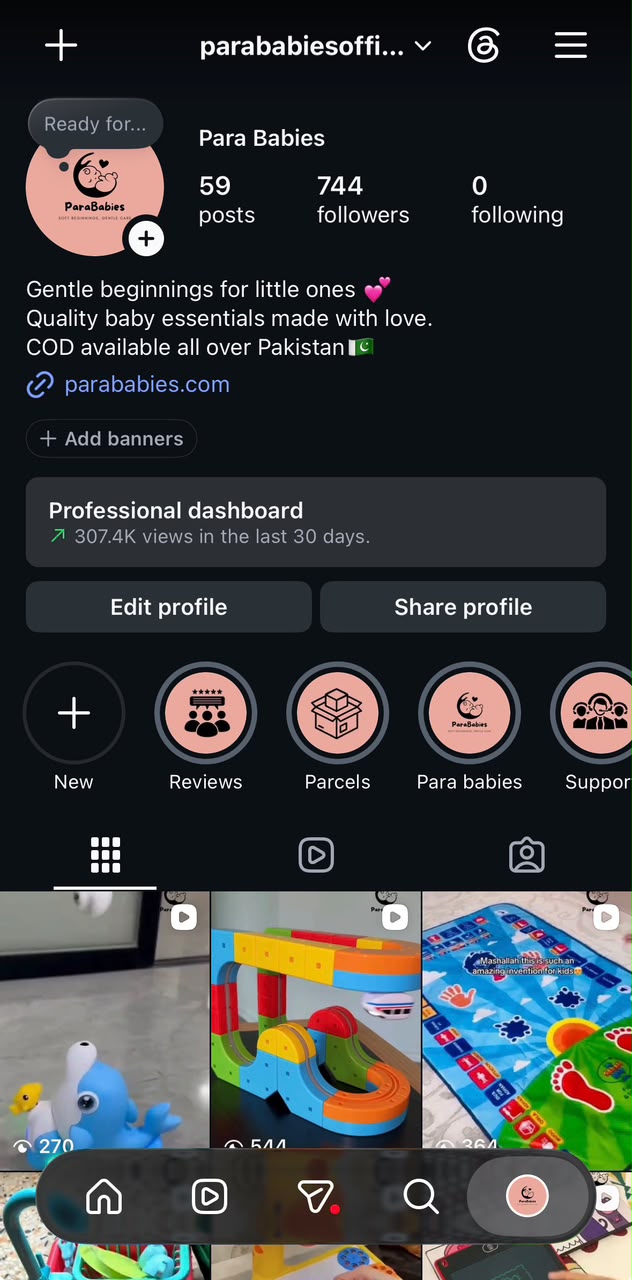 ParaBabies Instagram profile